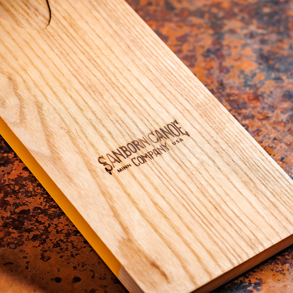 Made in the USA – Built from fine hardwood by Sanborn Canoe Company.