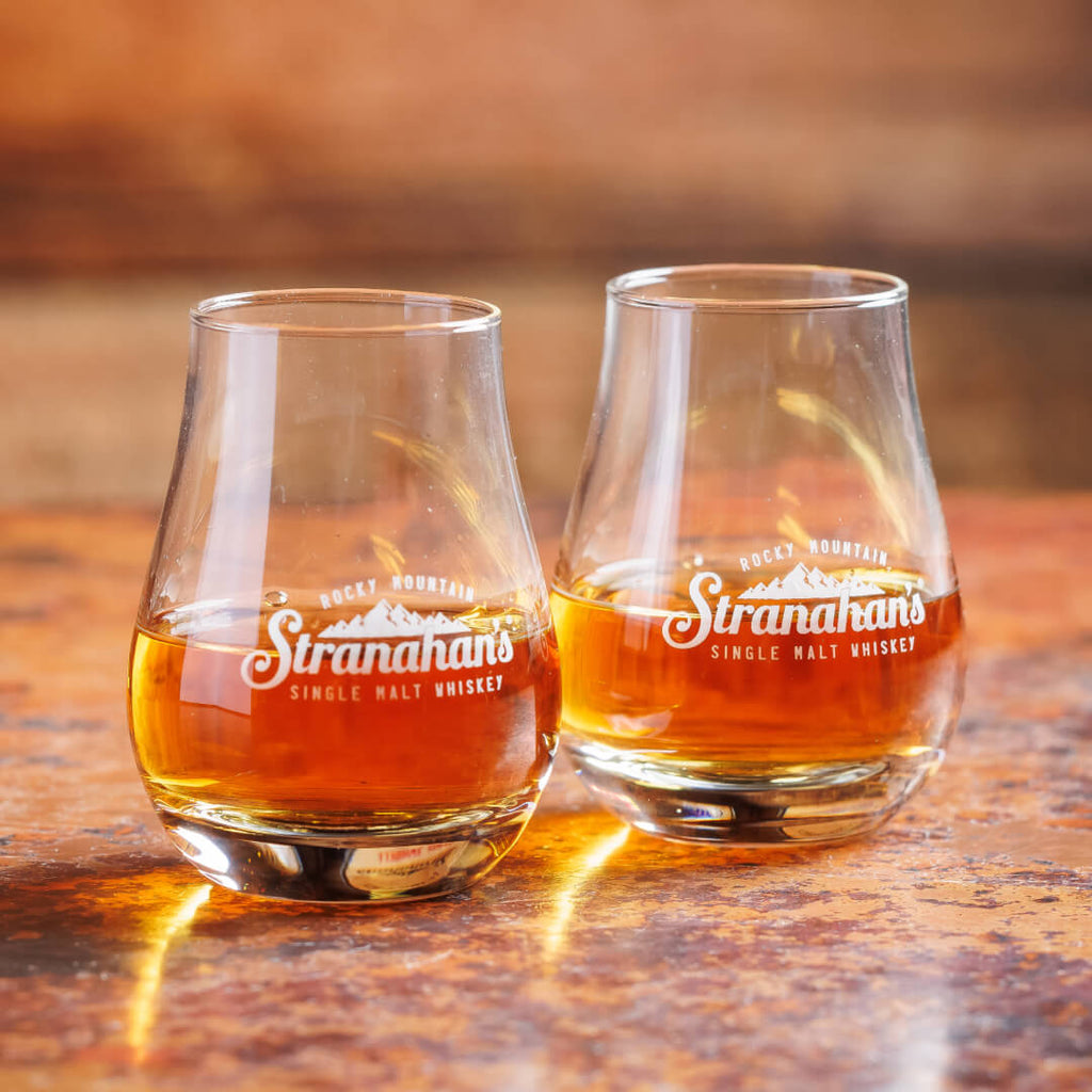 Pair of Stranahan's logo-etched taster glasses.